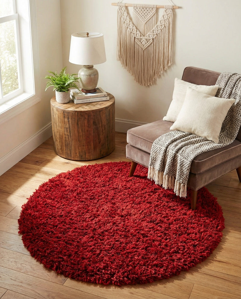 Eternal Plush Oasis Collection Area Rug -  Tranquility (Merlot) Round Merlot  lifestyle 52