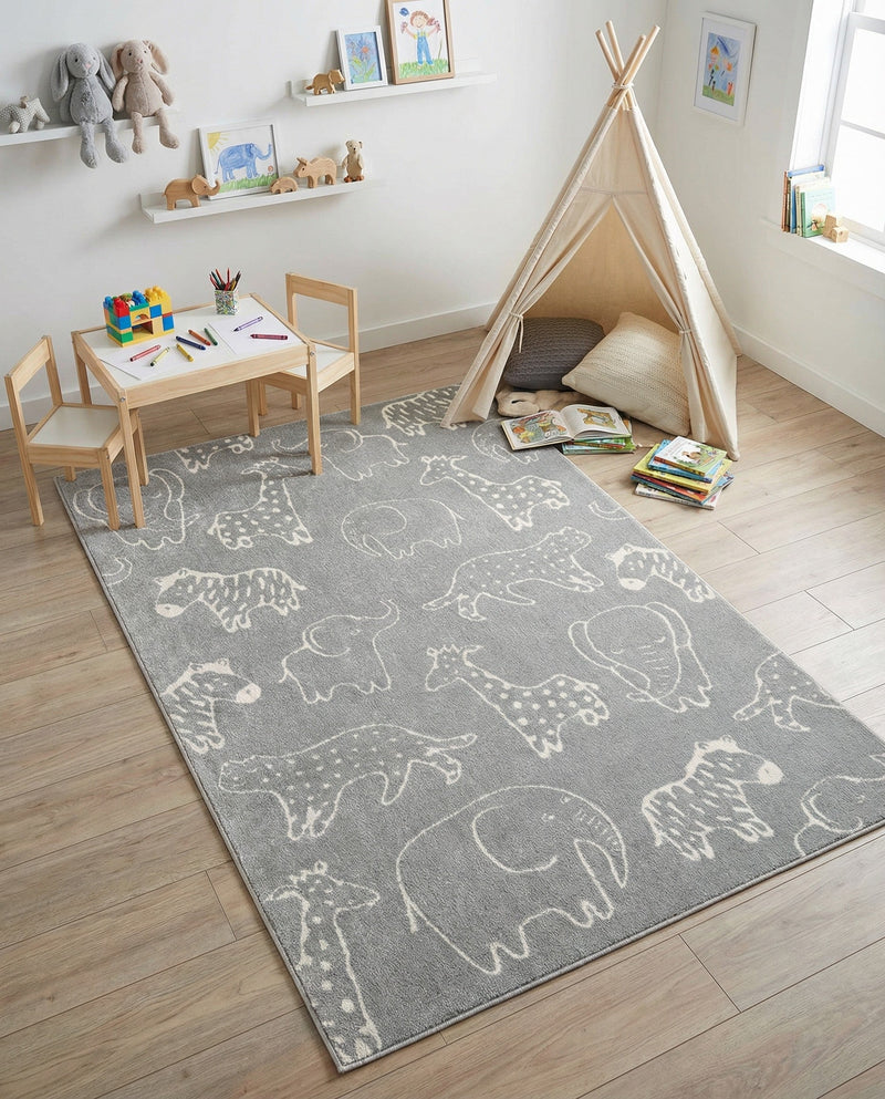Wonder Tykes Collection Area Rug -  Spectrum Rectangle Gray  lifestyle 38