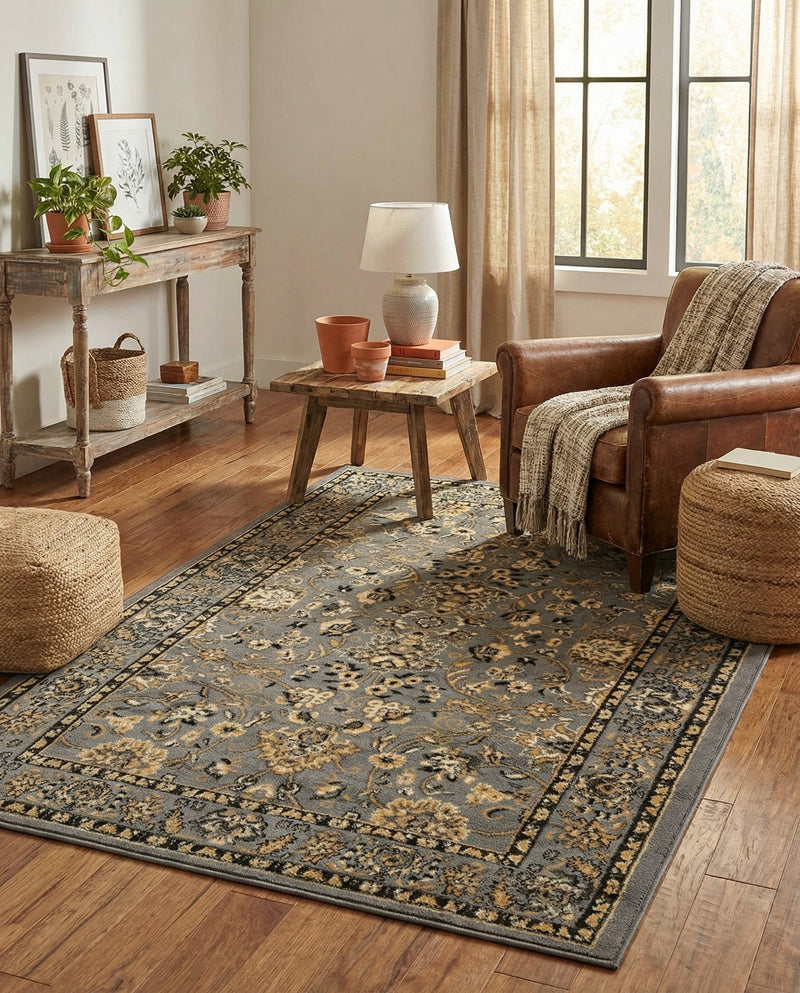 Isfahan Elegance Collection Area Rug - Naghsh-e Jahan (Gray) Rectangle Gray  lifestyle 11