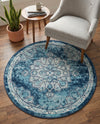 Beverly Grove Collection Area Rug - Melrose (Navy Blue) Round Navy Blue  lifestyle 54