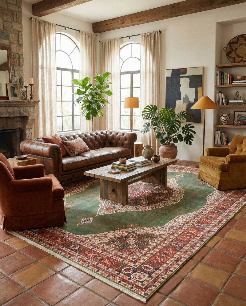 Caribbean Breeze Collection Area Rug -  Windward Rectangle Green  lifestyle 13