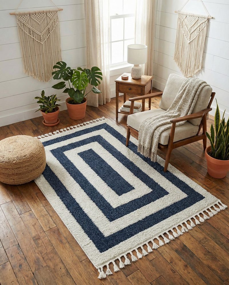 Sahara Chic Collection Area Rug -  Casablanca Rectangle Blue  lifestyle 62