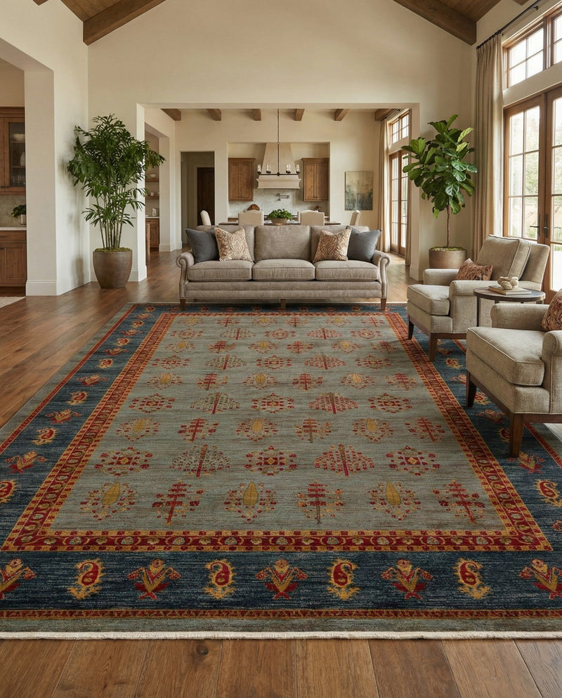 Zagros Oasis Collection Area Rug -  Dalahu Rectangle Light Blue  lifestyle 9