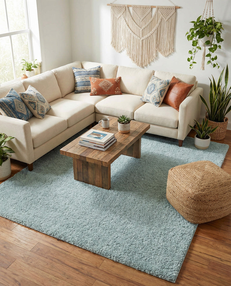Cozy Comfort Shag Collection Area Rug - Haven (Sage Green) Rectangle Sage Green  lifestyle 24