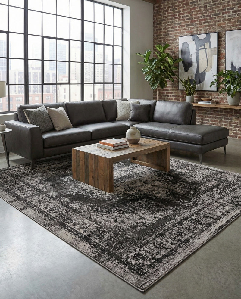 Geneva Terrace Collection Area Rug -  Vevey Rectangle Gray  lifestyle 18