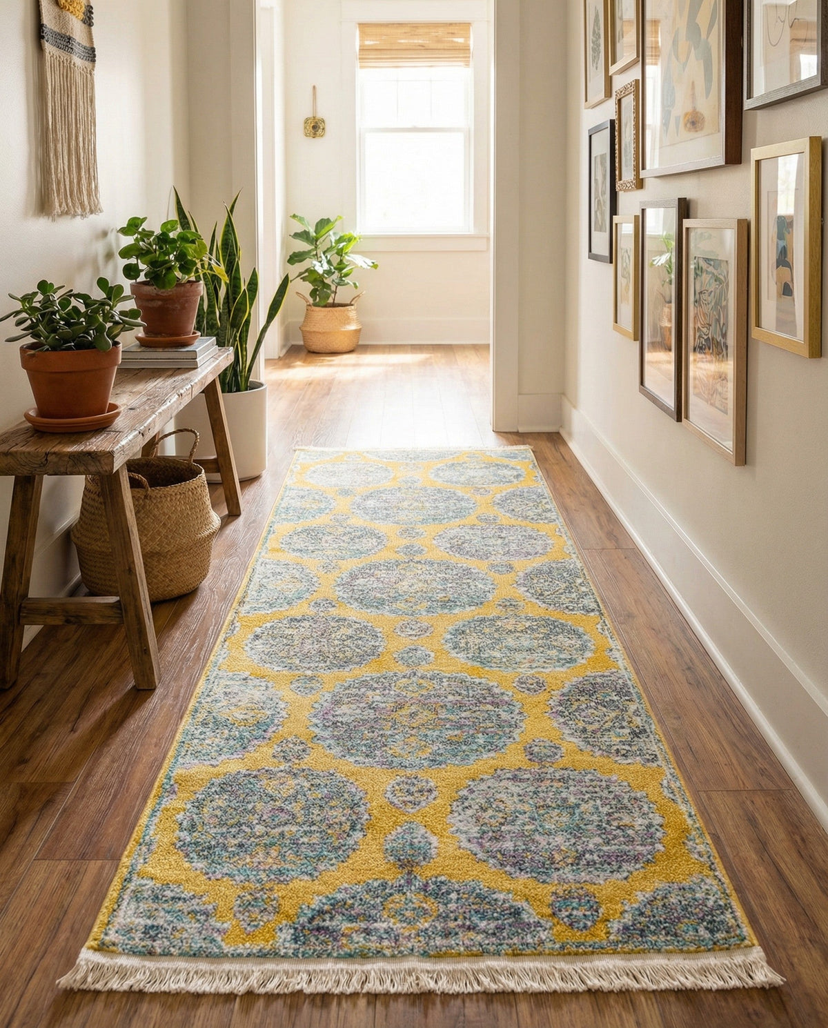Arcadia Rugs Collection Area Rug -  Atlantis (Yellow) Runner Yellow  lifestyle 83