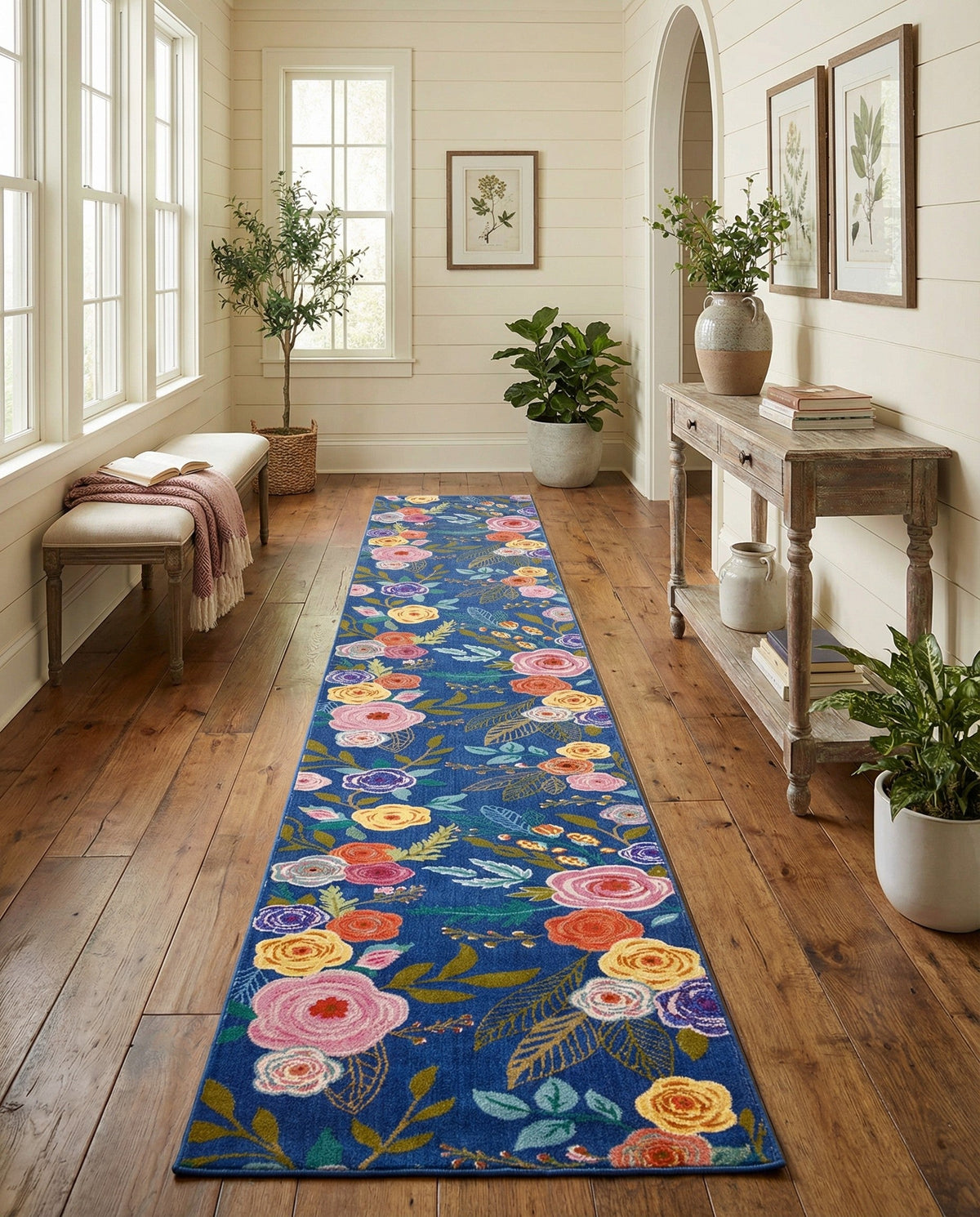 Meadow Breeze Collection Area Rug -  Petal Runner Blue  lifestyle 143