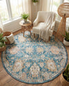 Seville Stripes Collection Area Rug -  Cordoba (Blue) Round Blue  lifestyle 63