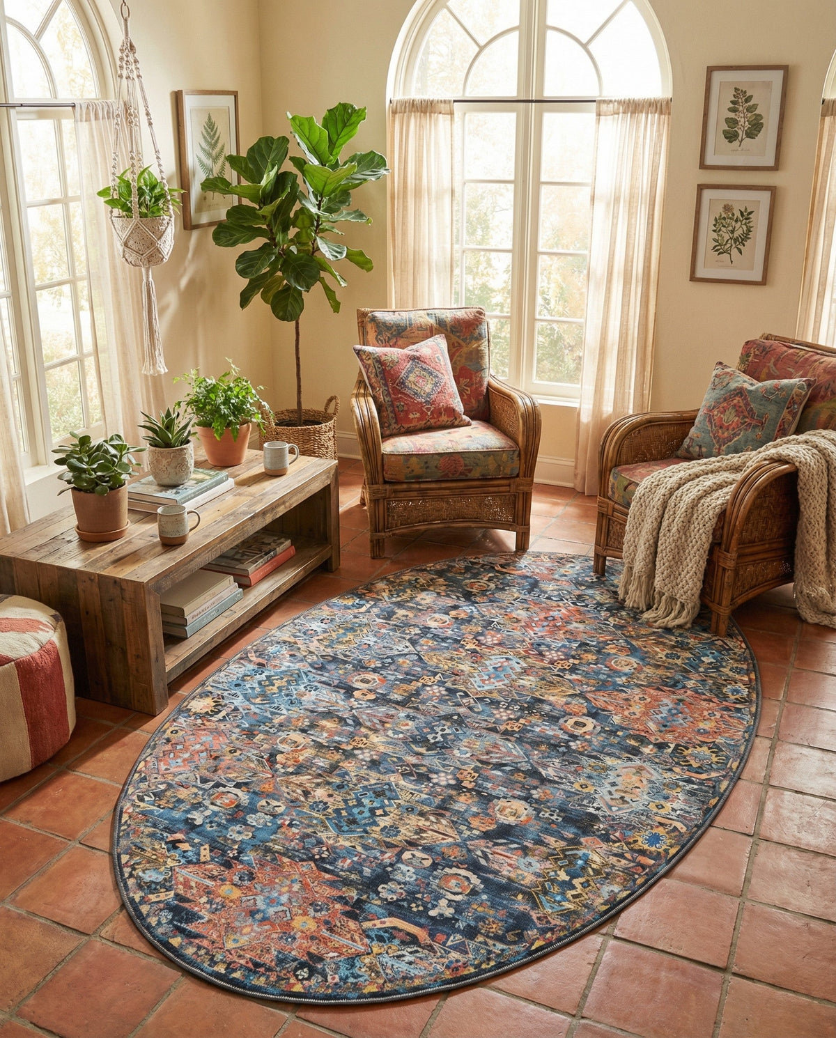 Heritage Elegance Collection Area Rug -  Potala Oval Multi  lifestyle 82