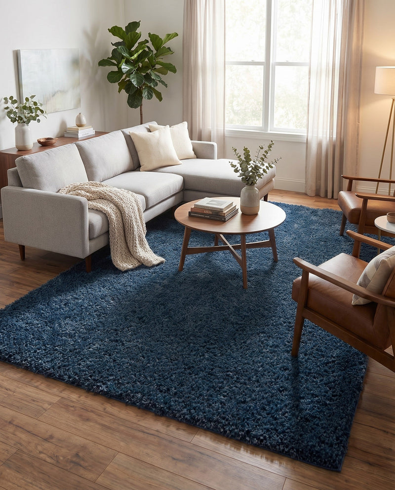 Alpine Plush Collection Area Rug -  Cortina (Marine Blue) Rectangle Marine Blue  lifestyle 12