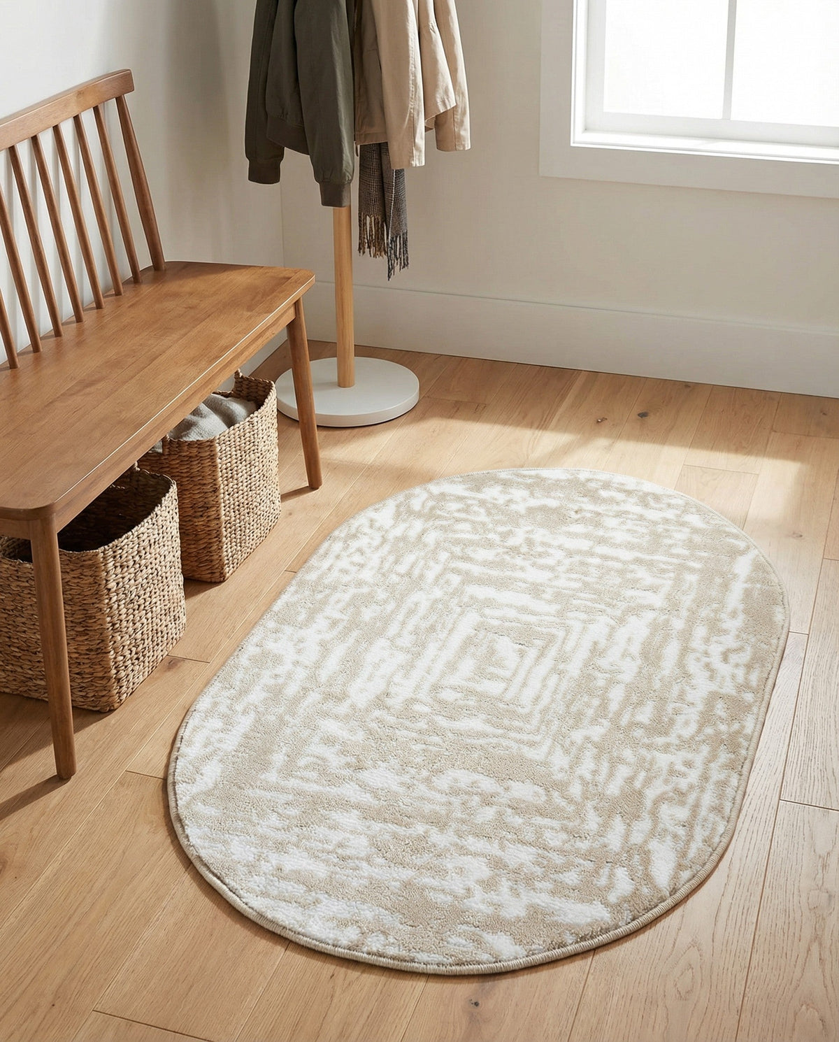 Sanctuary Retreat Collection Area Rug -  Asylum Oval White Bone  lifestyle 145