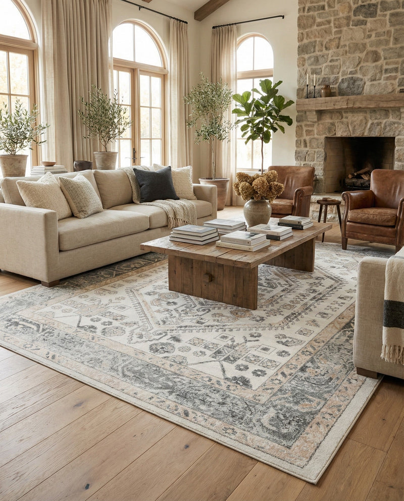 Adriana Terrace Collection Area Rug - Capri (Ivory) Rectangle Ivory  lifestyle 5