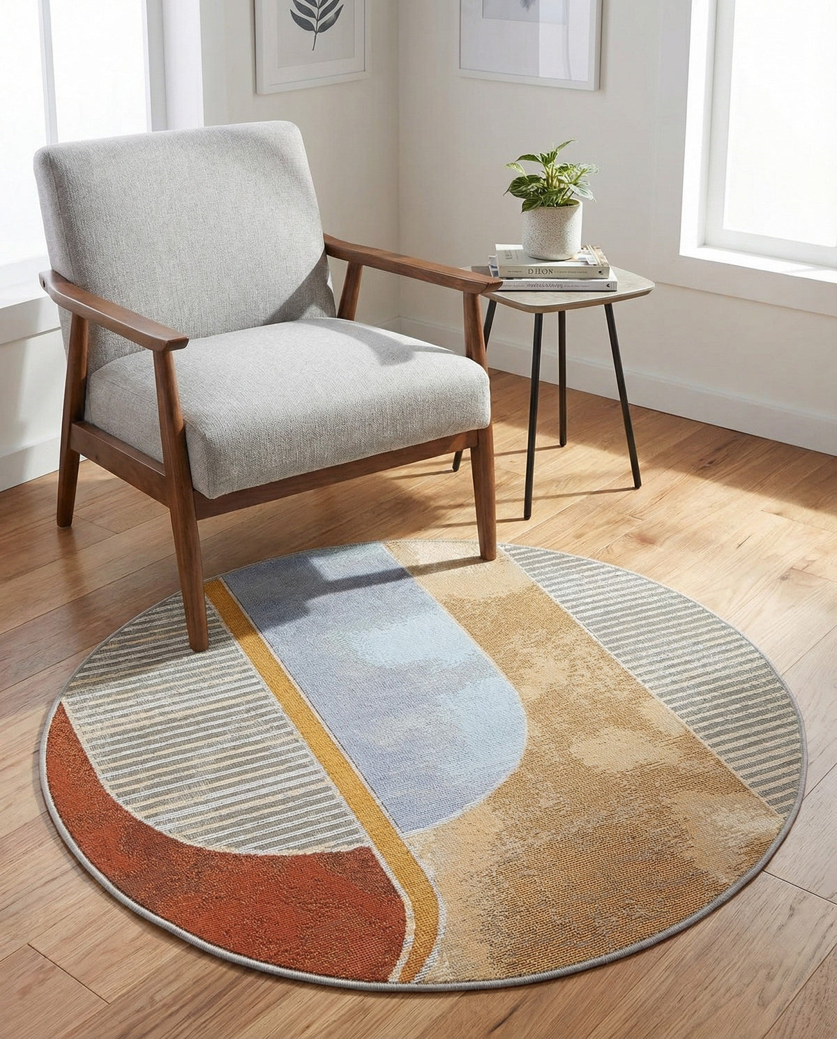 Urban Terrace Collection Area Rug -  Deck Round Multi  lifestyle 54
