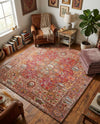 Bazaar Chic Collection Area Rug -  Khouribga Square Rust Red  lifestyle 55