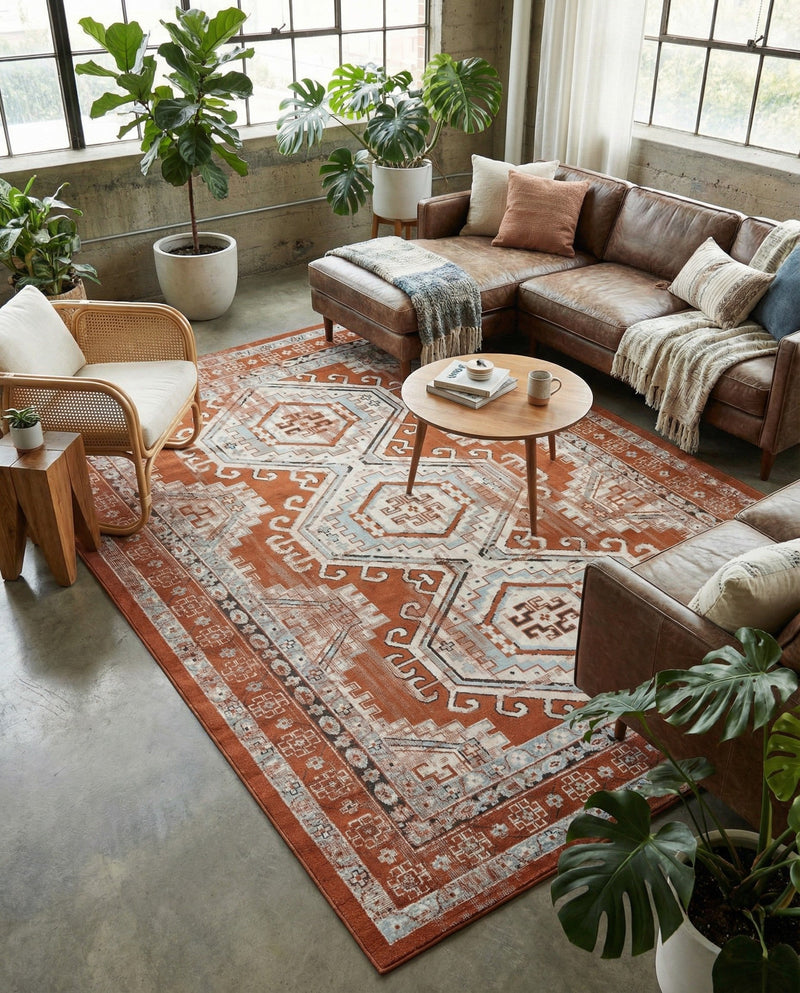 Savannah Elegance Collection Area Rug -  Tybee (Terracotta) Rectangle Terracotta  lifestyle 5