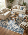 Charleston Elegance Collection Area Rug -  Seaport (White Blue) Rectangle White Blue  lifestyle 9