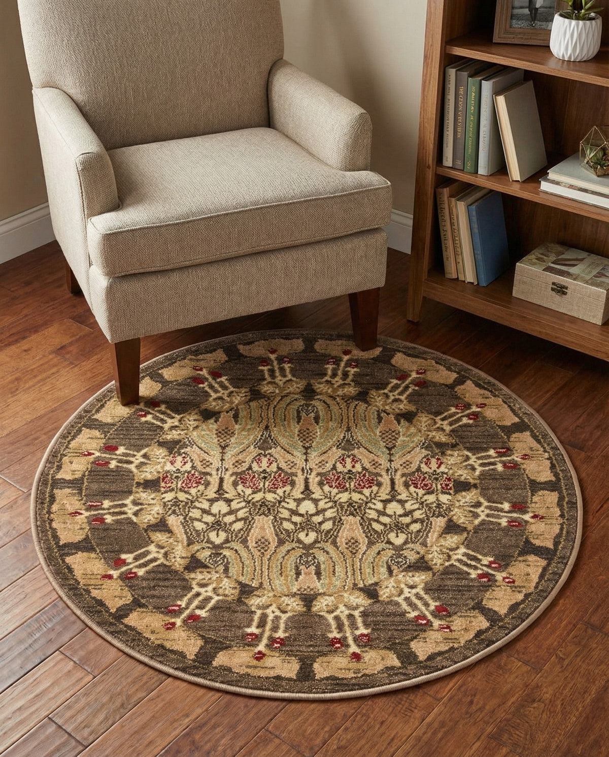Chelsea Elegance Collection Area Rug -  Brompton (Brown) Round Brown  lifestyle 121