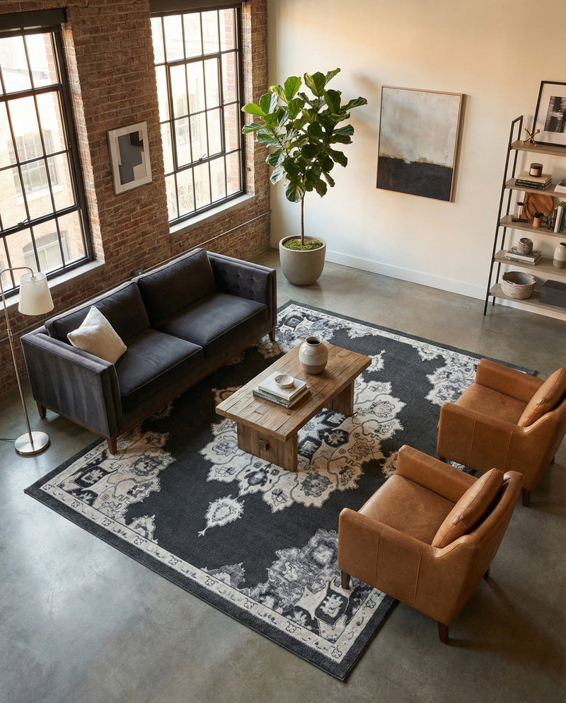 Beverly Grove Collection Area Rug - Melrose (Charcoal) Rectangle Charcoal  lifestyle 18
