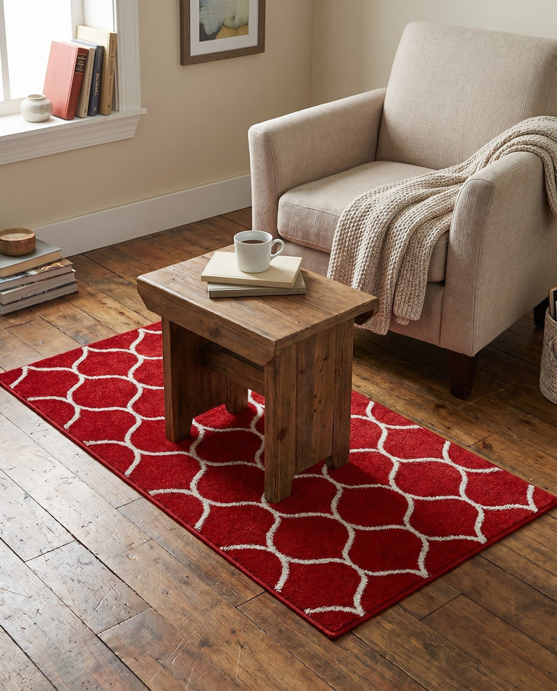 Trellis Mosaic Collection Area Rug -  Pergolatown (Red) Rectangle Red  lifestyle 18