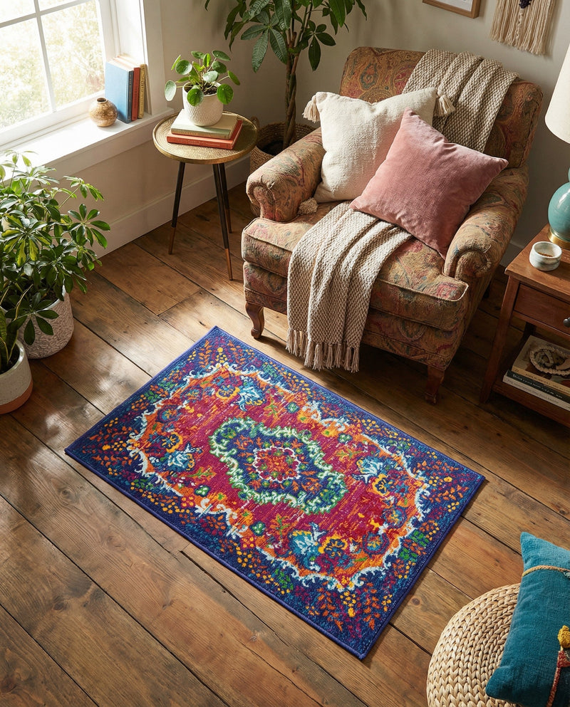 Caribbean Cove Collection Area Rug -  Nevis Rectangle Fuchsia  lifestyle 33