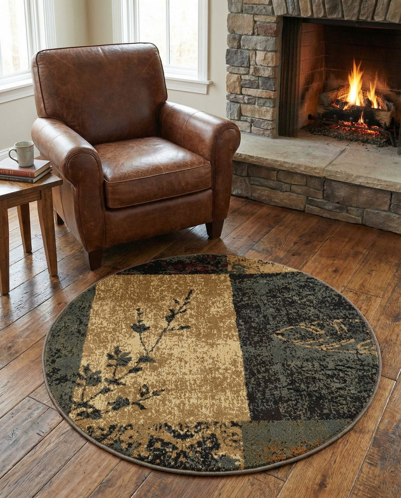 Bistro Lounge Collection Area Rug -  Lungo Round Beige  lifestyle 82