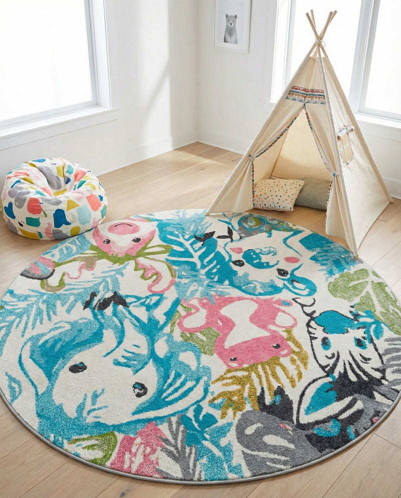 Wonder Tykes Collection Area Rug -  Splash Round Multi  lifestyle 41