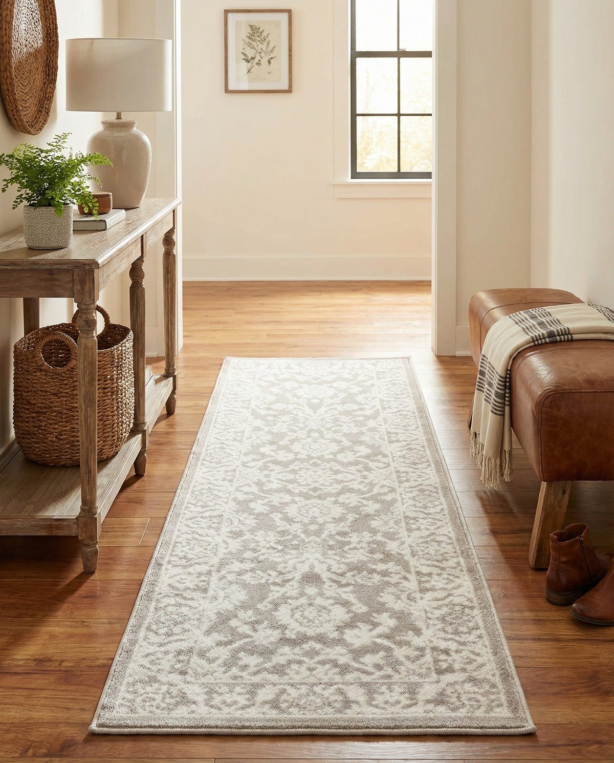 Savannah Elegance Collection Area Rug - Augusta (Light Gray) Runner Light Gray  lifestyle 86