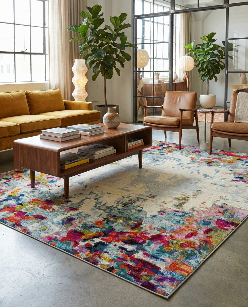 Chromatic Oasis Collection Area Rug -  Blush Rectangle Multi  lifestyle 28