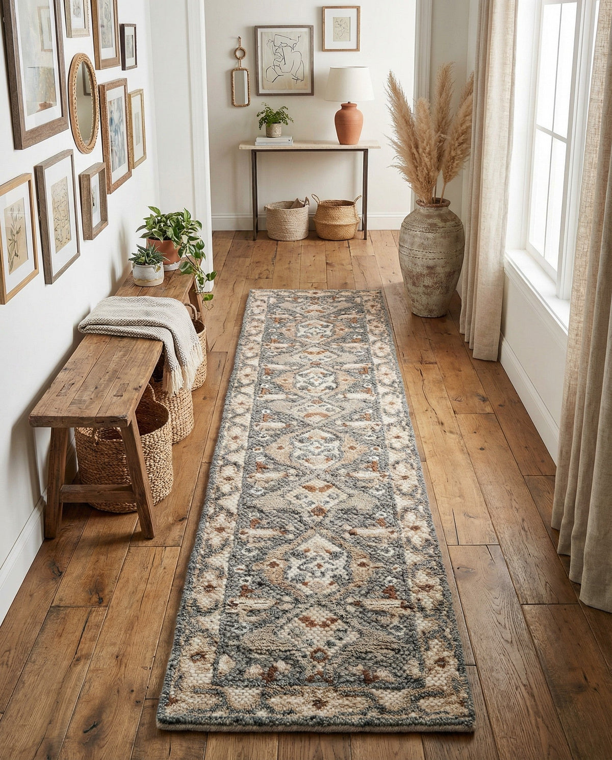 Byzantine Heritage Collection Area Rug - Istanbul Runner Antique Gray  lifestyle 49