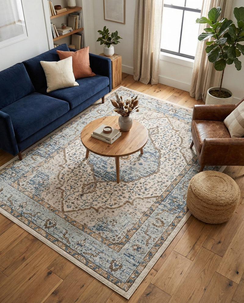 Mykonos Manor Collection Area Rug - Delos Rectangle Blue  lifestyle 42