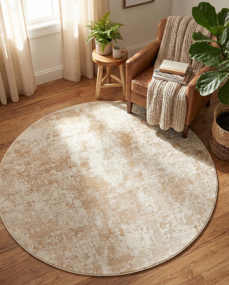 Luminara Sands Collection Area Rug - Elysium (Sand) Round Sand  lifestyle 29
