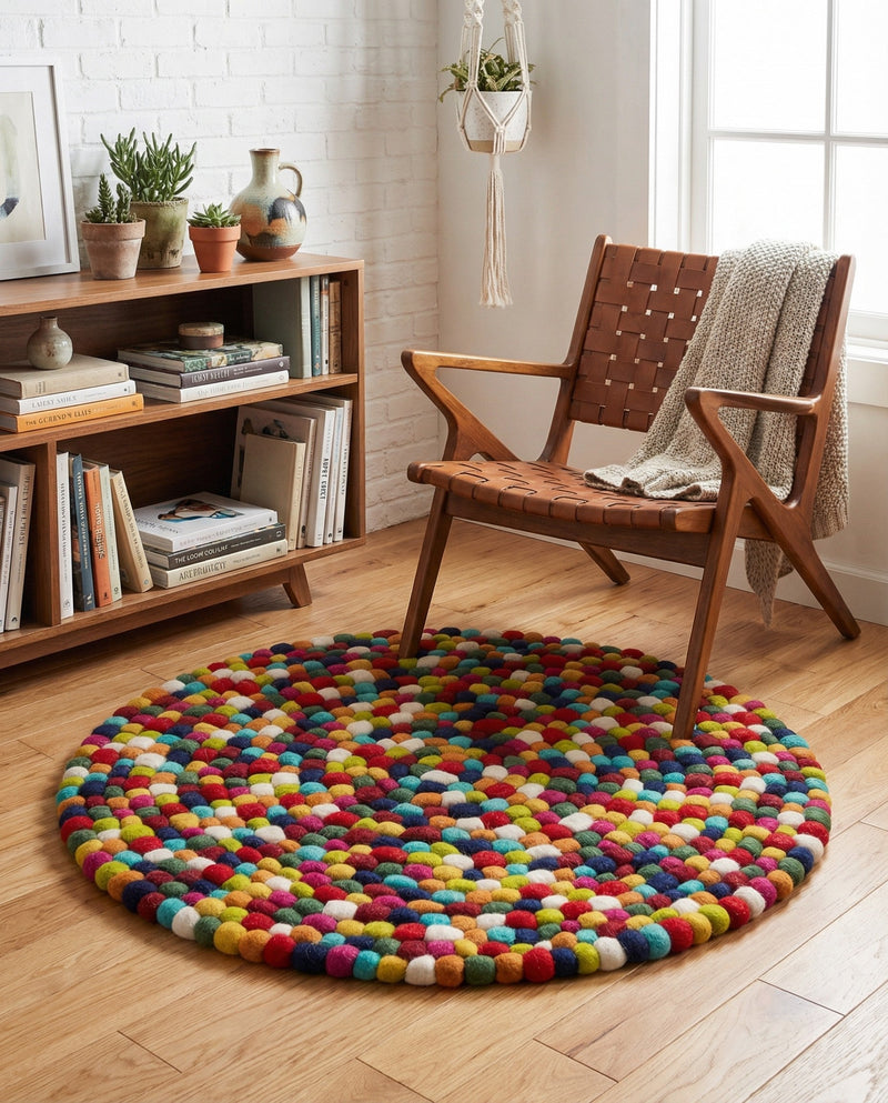 Woolen Sphere Collection Area Rug - Orbsburg (Multi) Round Multi  lifestyle 71