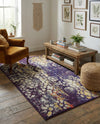 Venetian Tapestry Collection Area Rug - Murano Rectangle Navy Blue  lifestyle 49