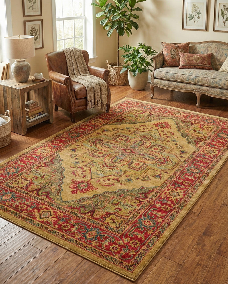 Persian Elegance Collection Area Rug -  Golestan Rectangle Tan  lifestyle 30
