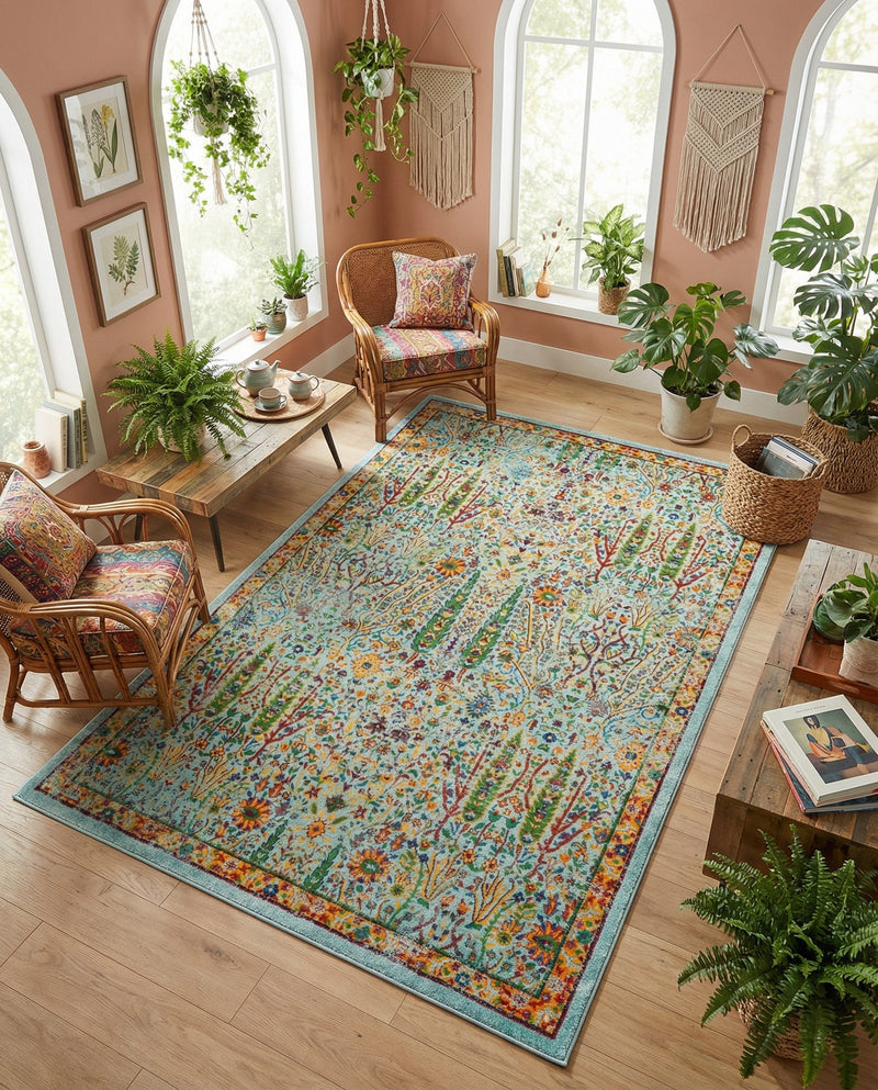 Caribbean Cove Collection Area Rug -  Tobago Rectangle Aqua  lifestyle 59