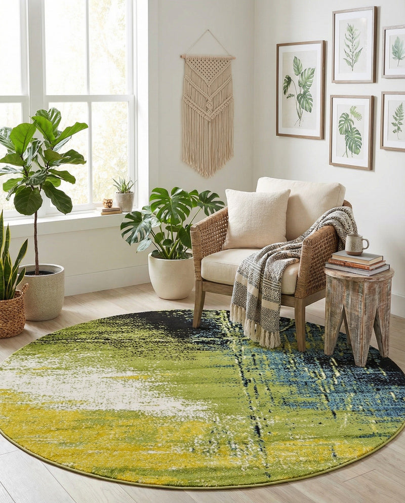 Venetian Elegance Collection Area Rug -  Chioggia Round Light Green  lifestyle 43