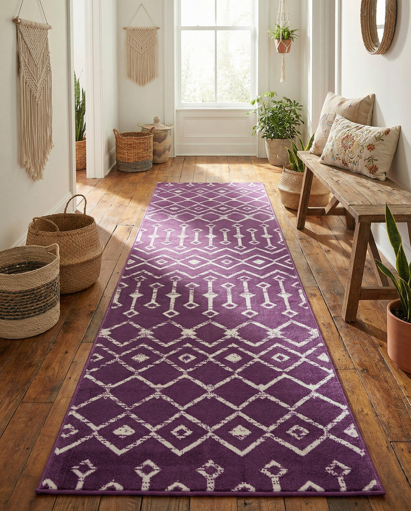 Marrakech Lattice Collection Area Rug - Medina (Violet) Runner Violet  lifestyle 37
