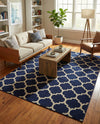 Lattice Gardens Collection Area Rug -  Bloomfield (Dark Blue) Rectangle Dark Blue  lifestyle 28