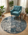 Seville Elegance Collection Area Rug - Cordoba Round Gray Blue  lifestyle 43