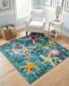 Sorrento Shores Collection Area Rug - Positano Square Navy Blue  lifestyle 46