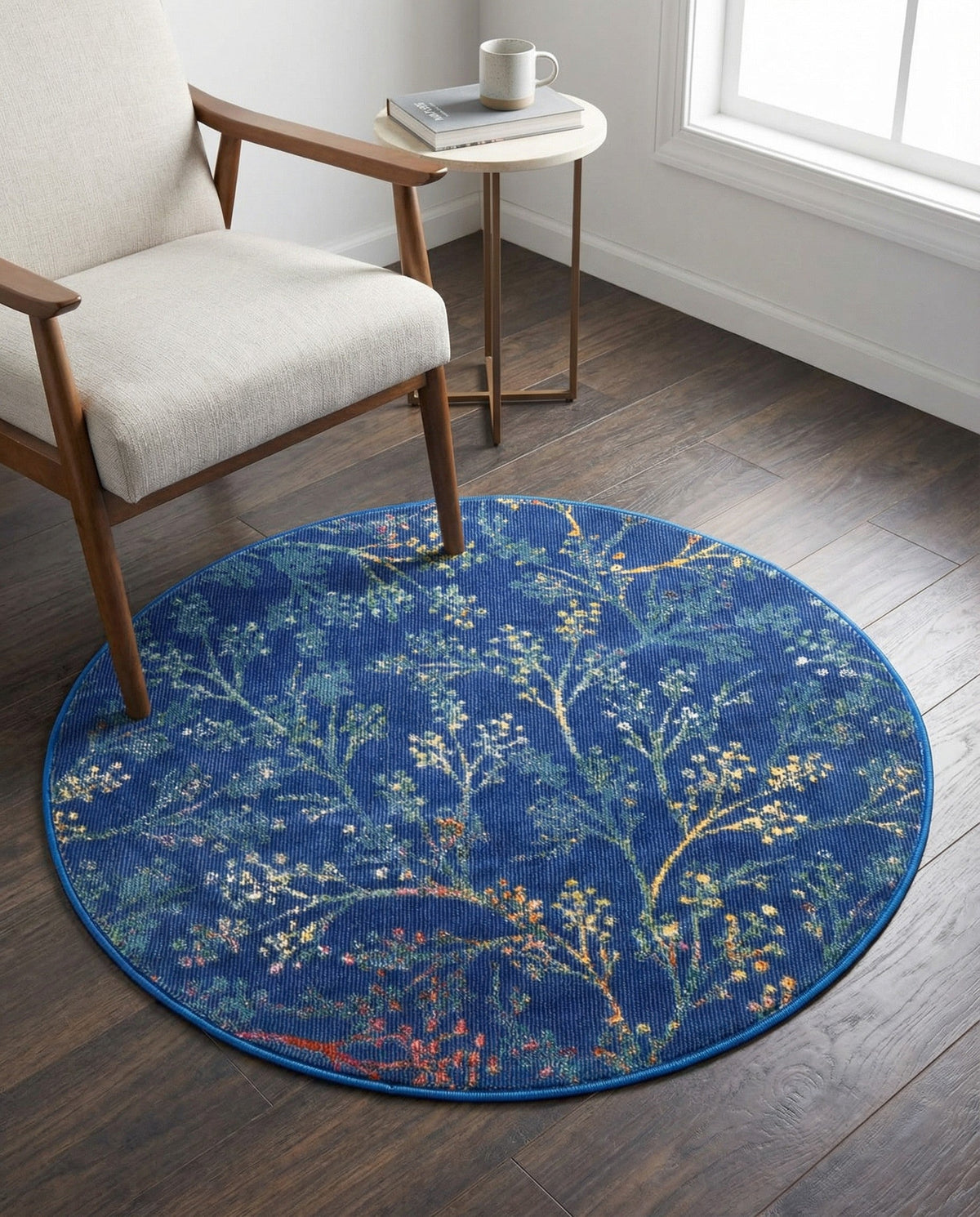 Meadow Breeze Collection Area Rug -  Sunbeam Round Blue  lifestyle 49