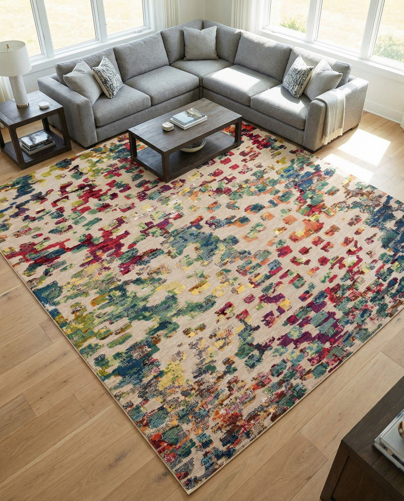 Outdoor Marrakesh Collection Area Rug -  Oujda Square Multi  lifestyle 79