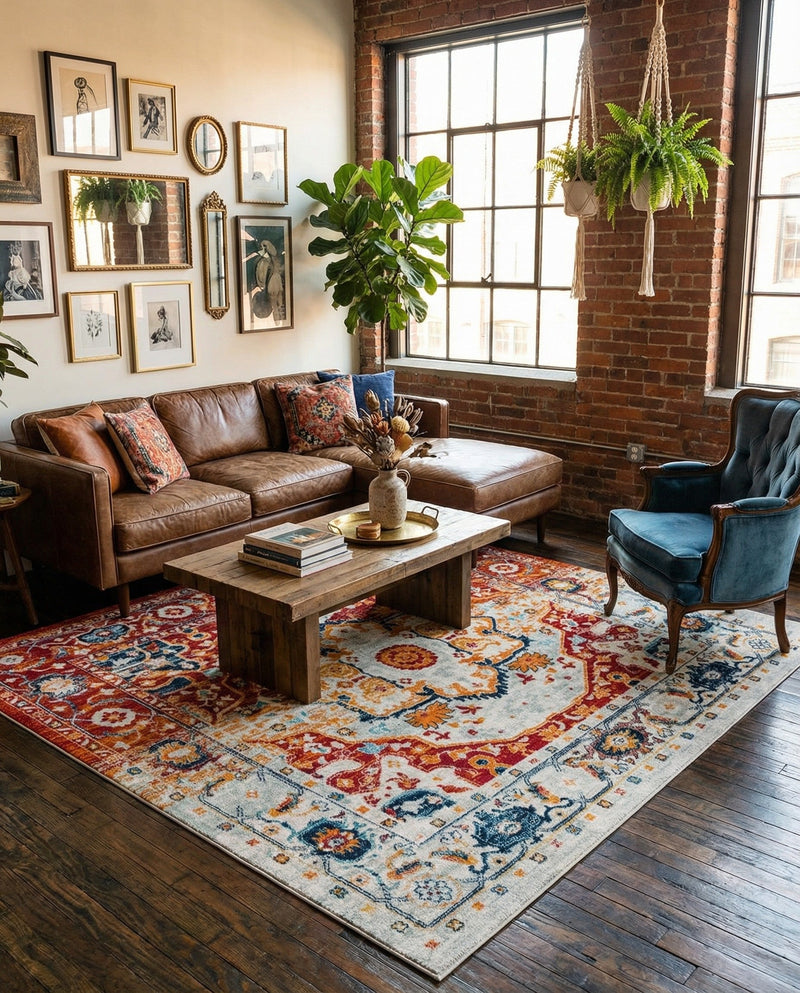Parisian Elegance Collection Area Rug - Versailles (Rust Red) Square Rust Red  lifestyle 66