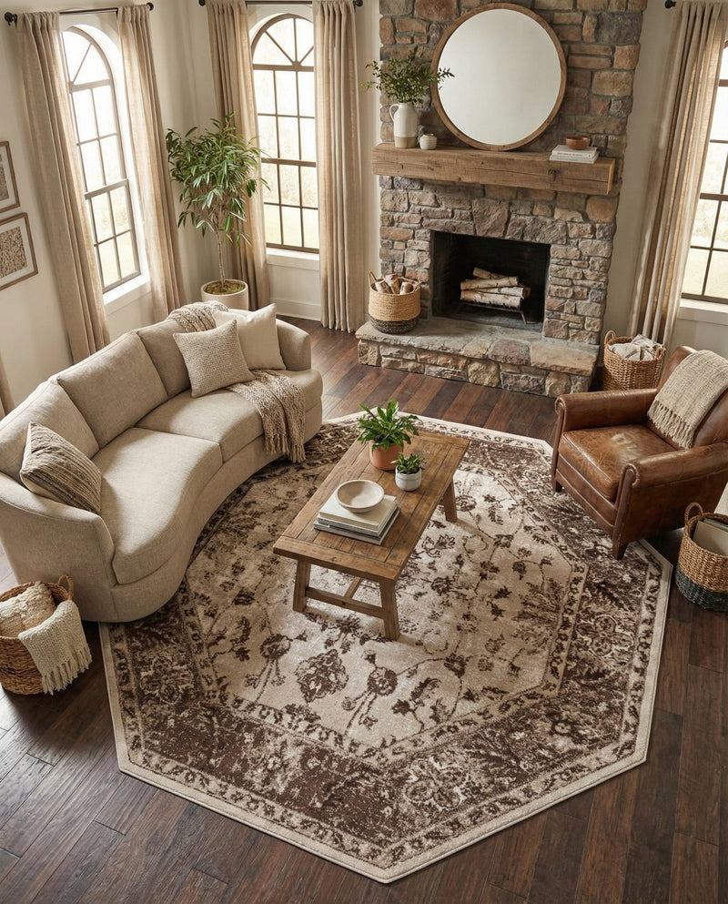 Andes Summit Collection Area Rug -  Aconcagua Octagon Cream  lifestyle 66