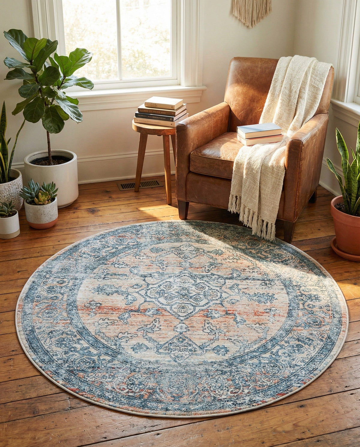Coastal Haven Collection Area Rug -  Marina Round Multi  lifestyle 215