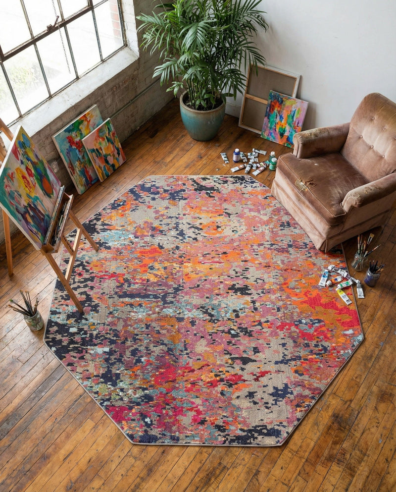 Colorburst Oasis Collection Area Rug -  Prism Octagon Multi  lifestyle 74