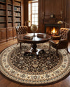 Isfahan Elegance Collection Area Rug - Naghsh-e Jahan (Brown) Round Brown  lifestyle 82