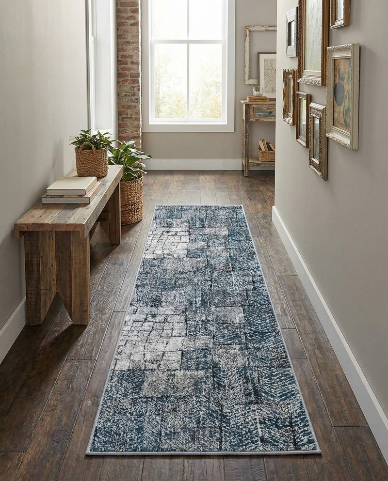 Seville Elegance Collection Area Rug - Cordoba Runner Gray Blue  lifestyle 75