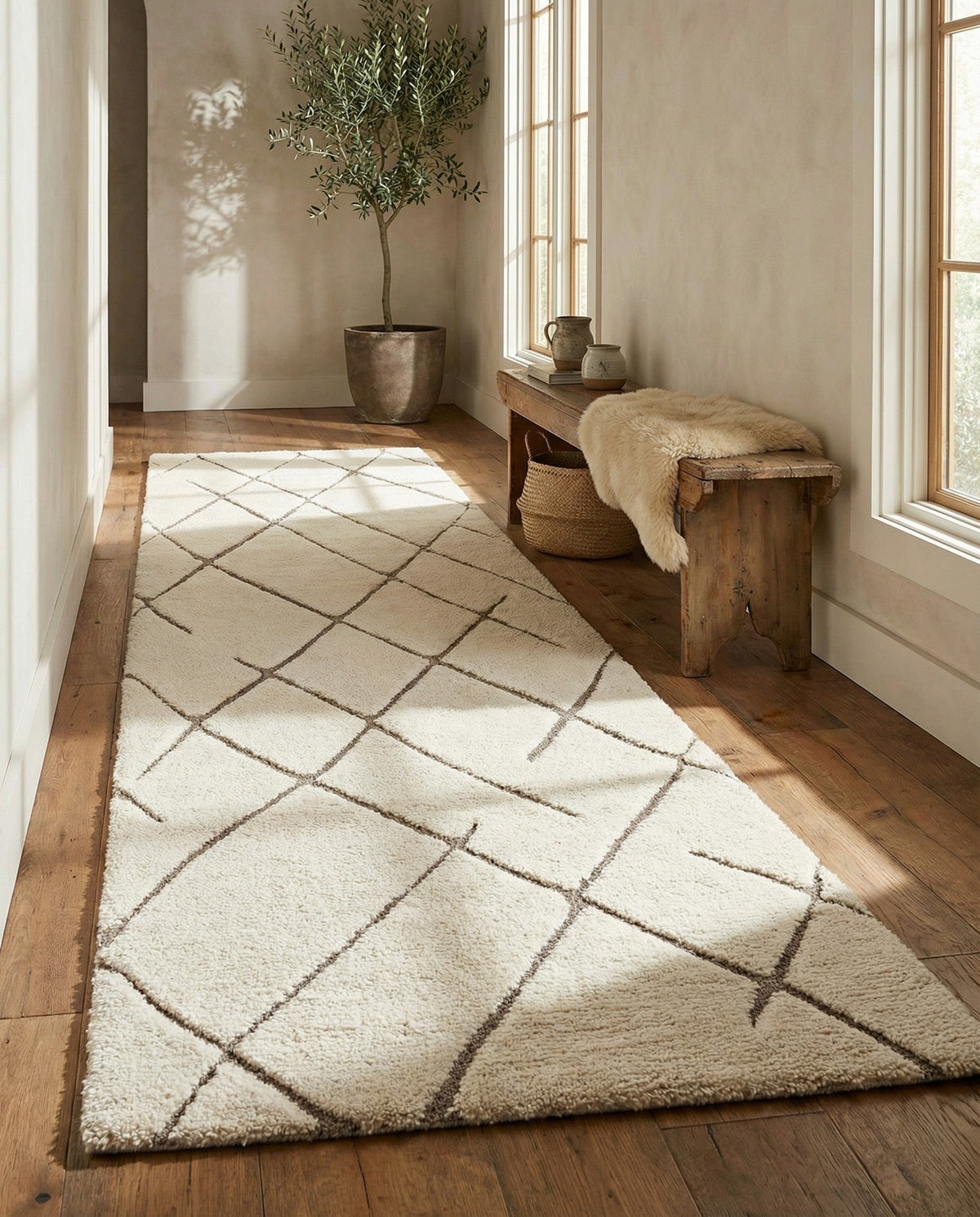 Sahara Berber Wool Collection Area Rug - Marrakesh Runner Pure Ivory  lifestyle 132