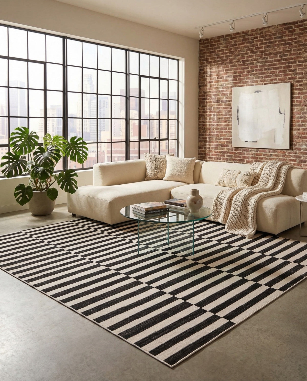 Soho Elegance Collection Area Rug -  Hudson (Black) Square Black  lifestyle 94